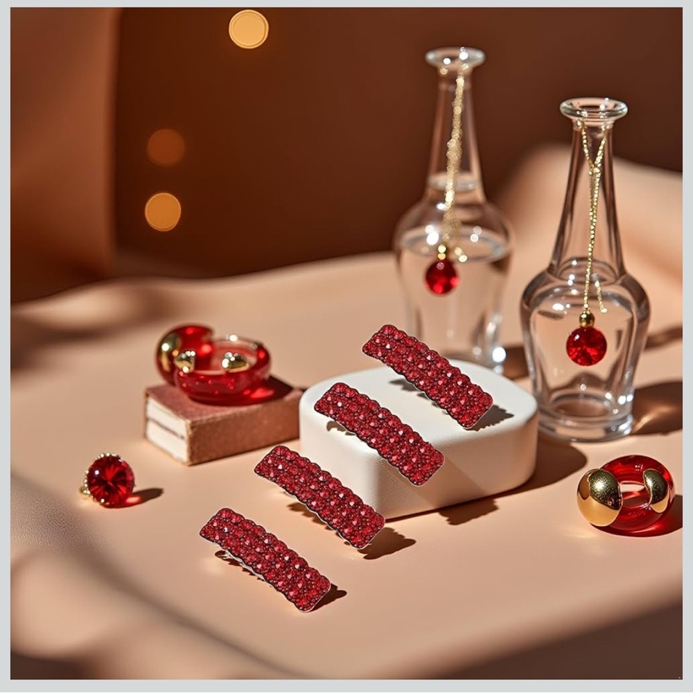 Elegant Red Hair Clips